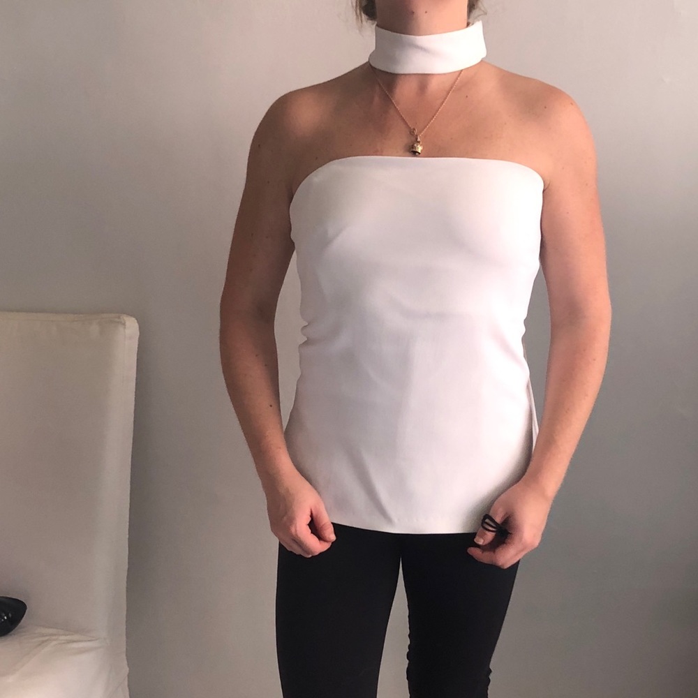 Cushnie et ochs High neck white caped shirt
